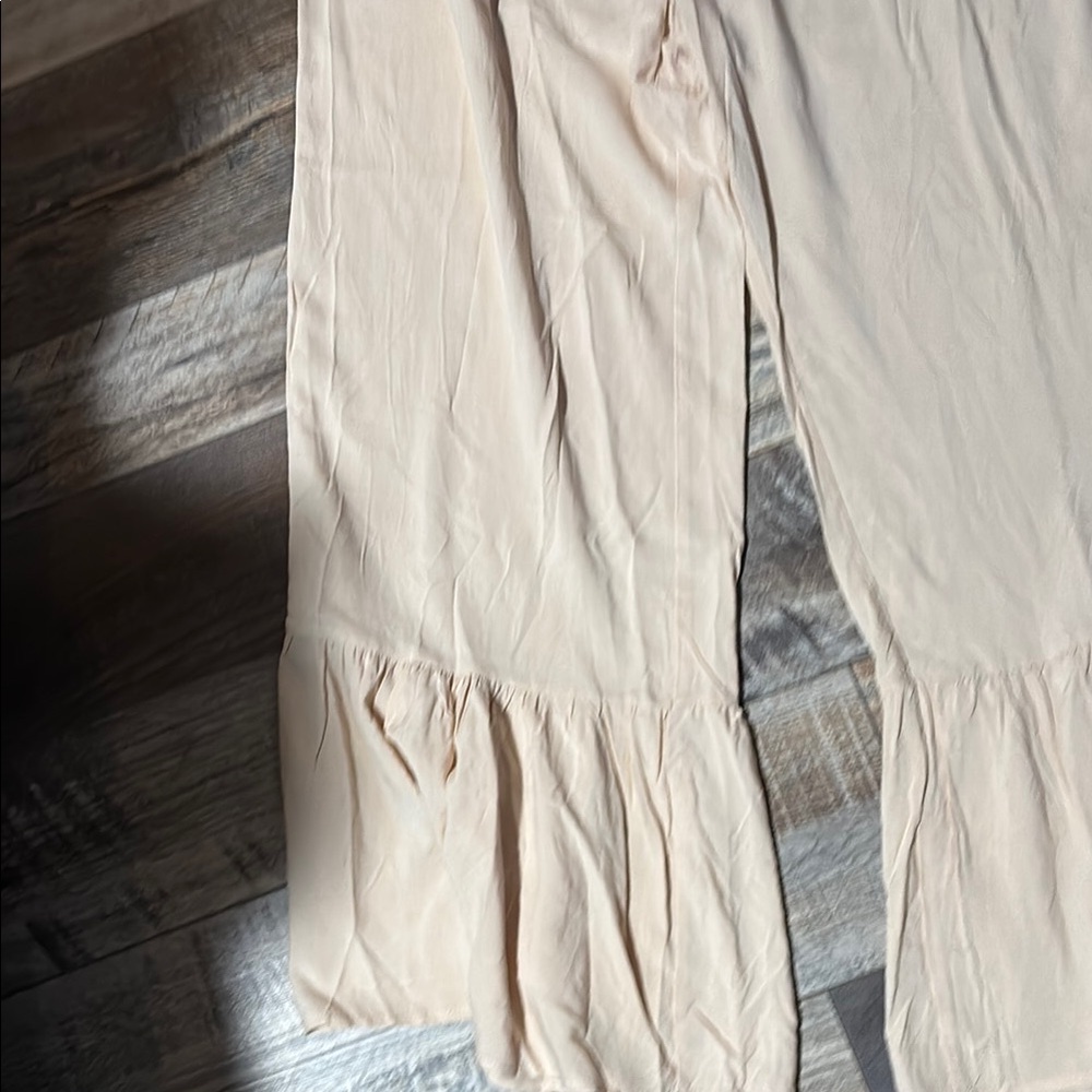 Cream Wide-Leg Ruffle Pants -NWT - Picture 6 of 13
